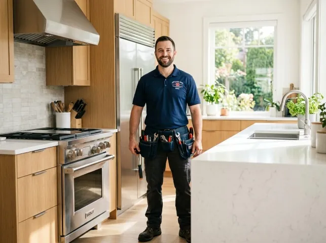 Appliance Repair Hero technician in a Bethel, MN kitchen after an appliance repair